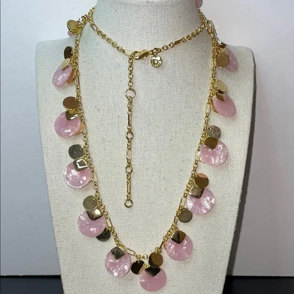 Talbots Pink and Gold Charm Necklace - Picture 4 of 4